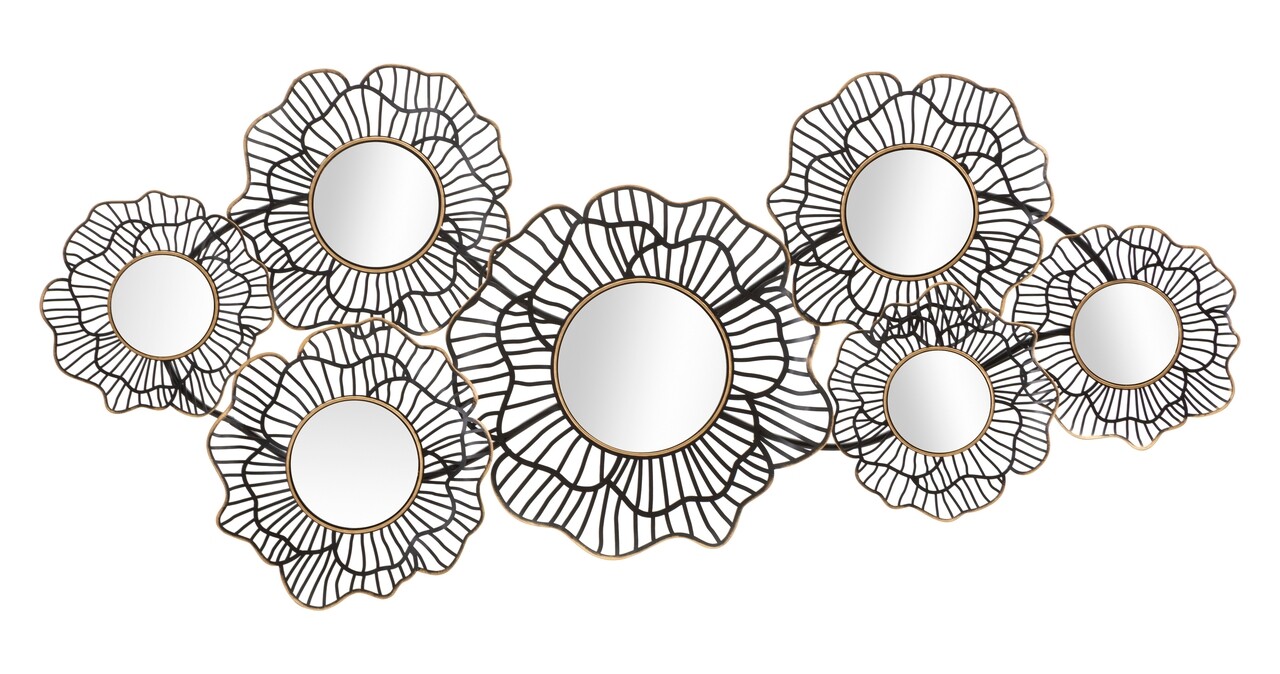 Decoratiune pentru perete, Mauro Ferretti, Osaka Mirrors, 121 x 5 x 56 cm, fier, negru/auriu - imagine 7